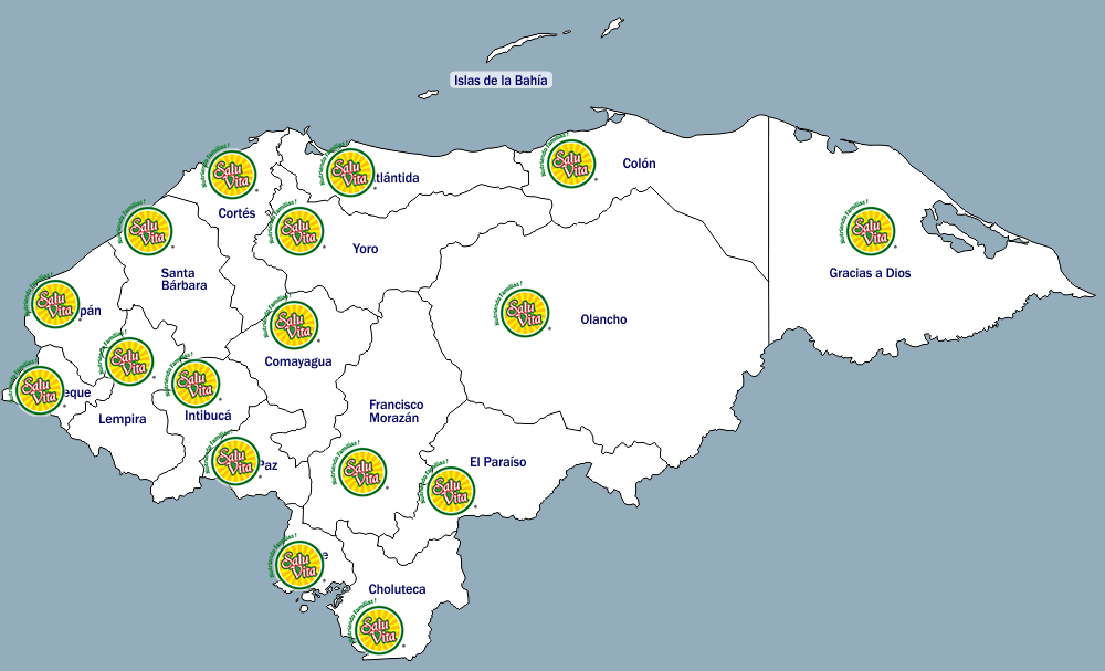 Mapa de Honduras indicando presencia nacional
